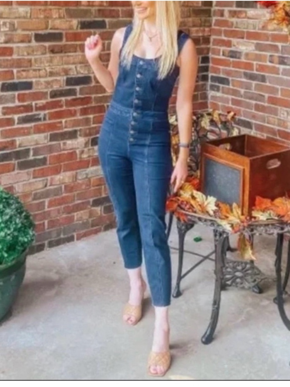 Express dark Wash Button Front Slim Jean Overalls size 0
